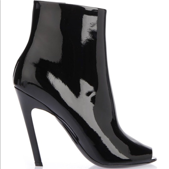 Balenciaga Black Patent Leather Peep Toe Bootie - Picture 2 of 8